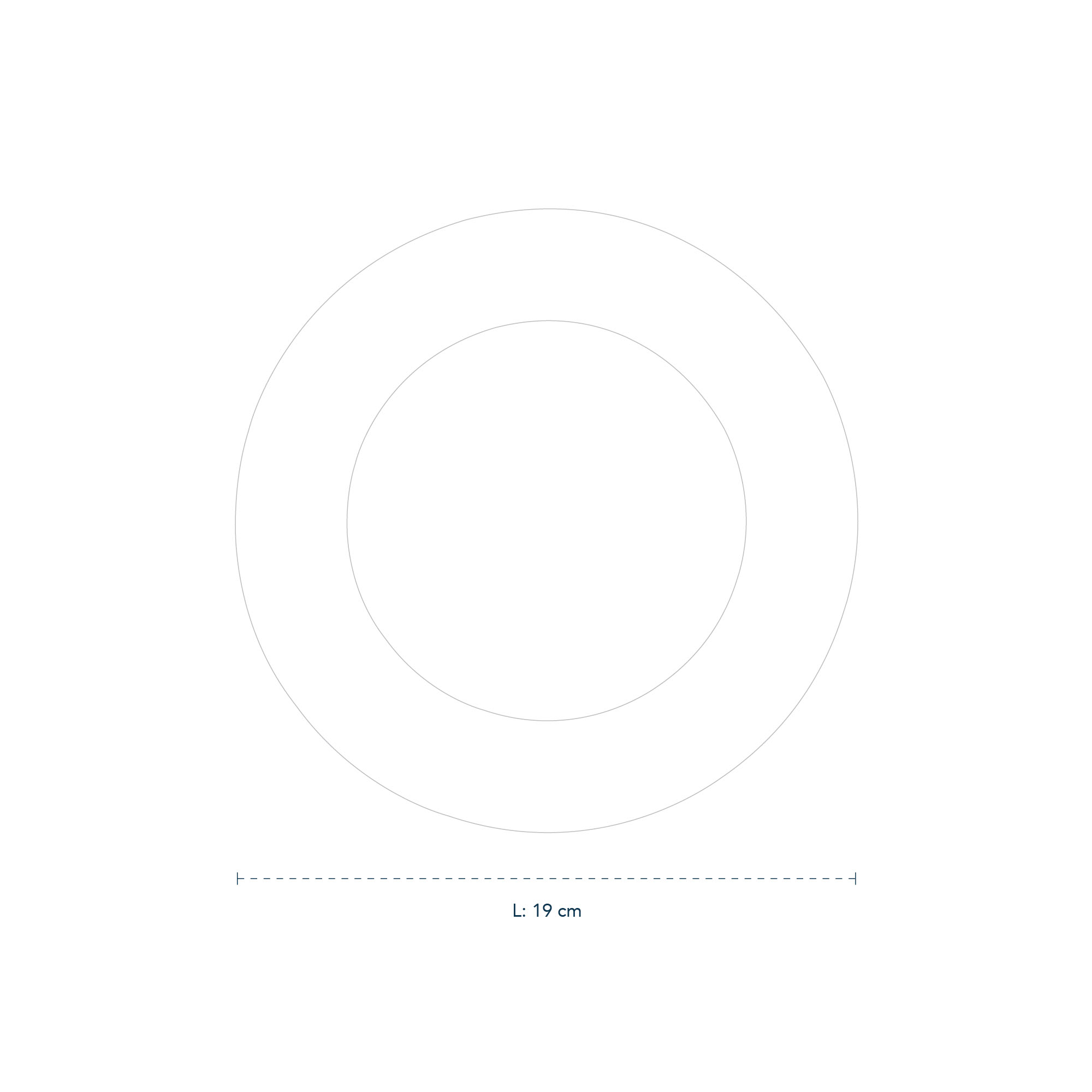 Line drawing of 1017199 blue fluted plain plate 19CM